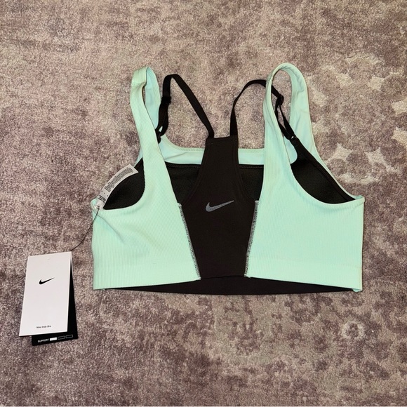 Nike Women's S Yoga Indy Light-support Lightly Lined Ribbed Mint Grey Sports Bra - Picture 7 of 7